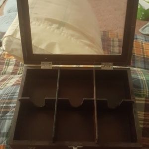 WOODEN TEA BOX W/REMOVABLE INSERT -7x9 1/2x2 1/2